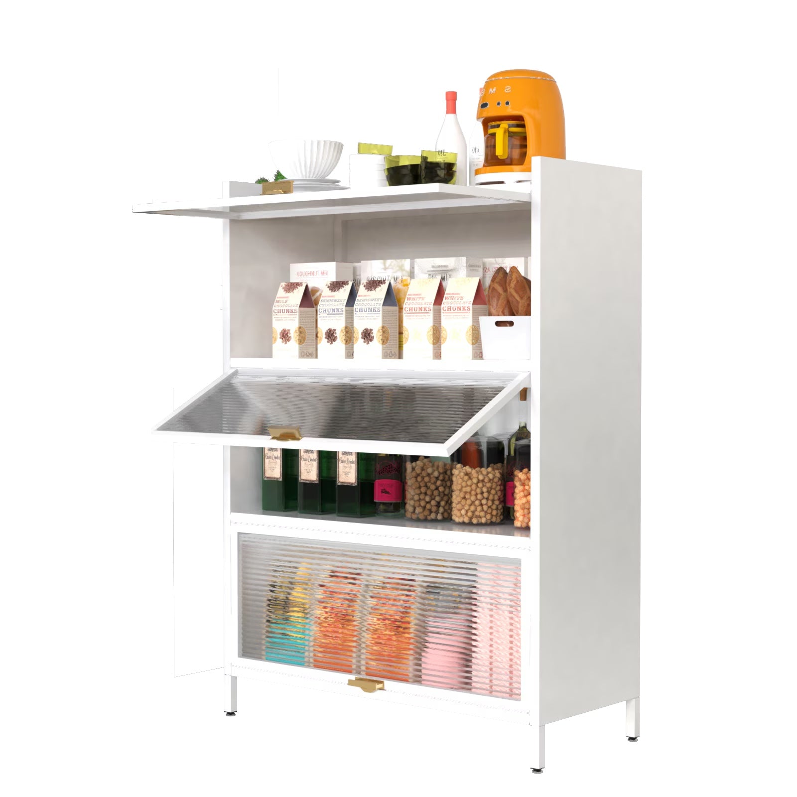 4-Level Flip Door Cabinet | Space-Saving Storage Solution