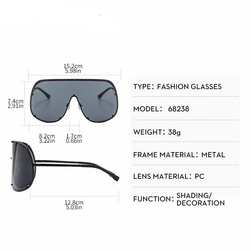 Unisex oversized steampunk sunglasses with bold designer frames and UV protection