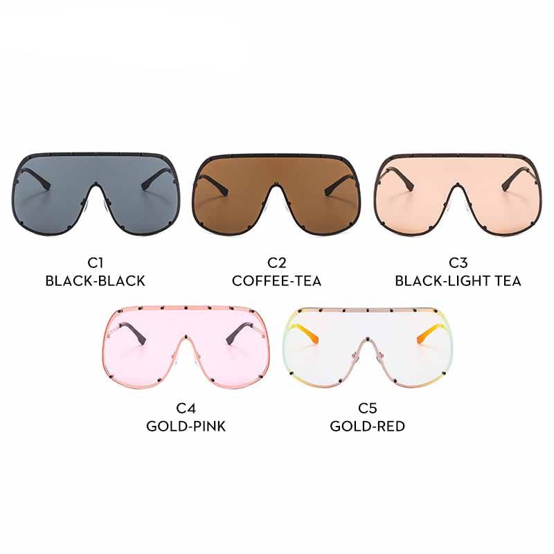 Unisex oversized steampunk sunglasses with bold designer frames and UV protection