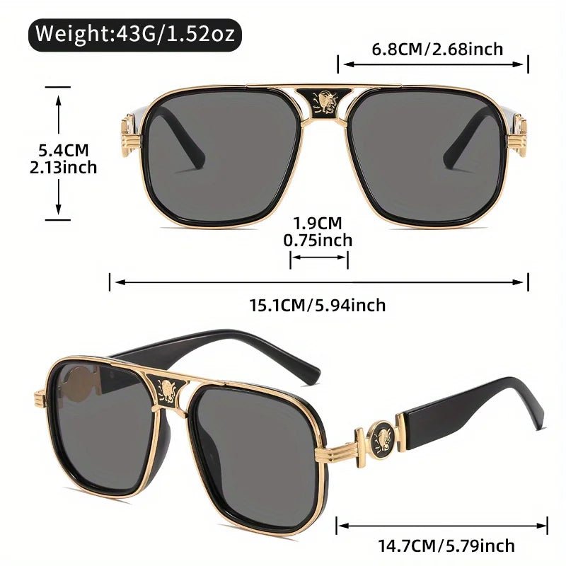 Double - Beam Retro Oversized Sunglasses – Unique Metal Accessories - HalleBeauty