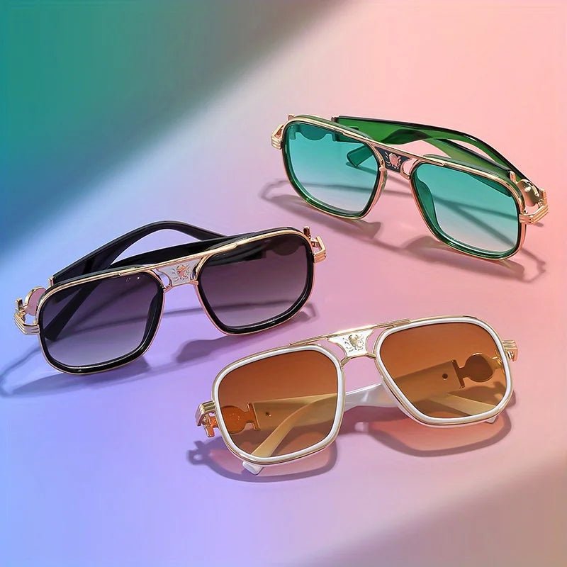 Double - Beam Retro Oversized Sunglasses – Unique Metal Accessories - HalleBeauty