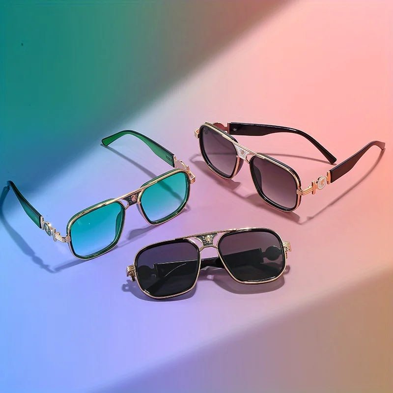 Double - Beam Retro Oversized Sunglasses – Unique Metal Accessories - HalleBeauty