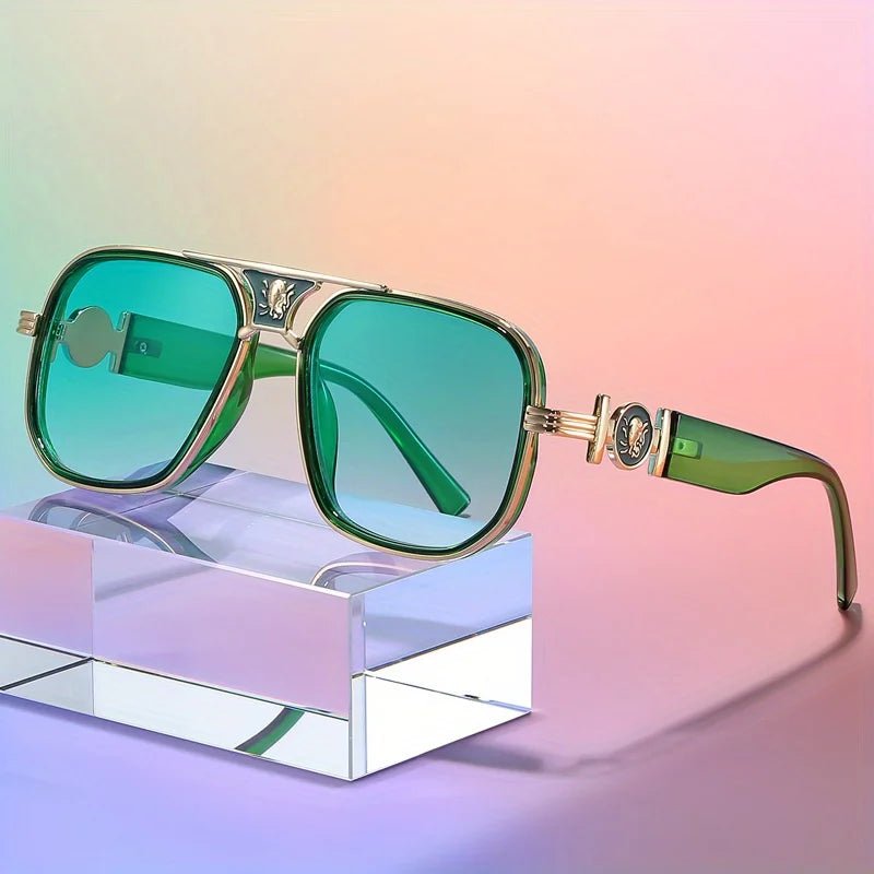 Double - Beam Retro Oversized Sunglasses – Unique Metal Accessories - HalleBeauty