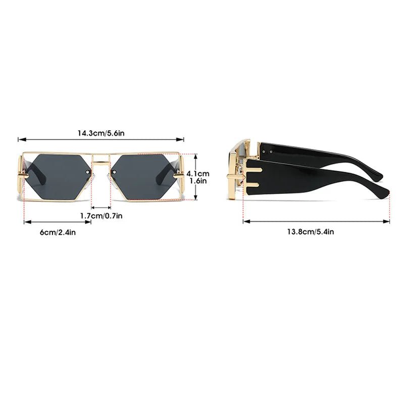 Double Bridge Punk Square Sunglasses – Candy Gradient UV400 Shades - HalleBeauty