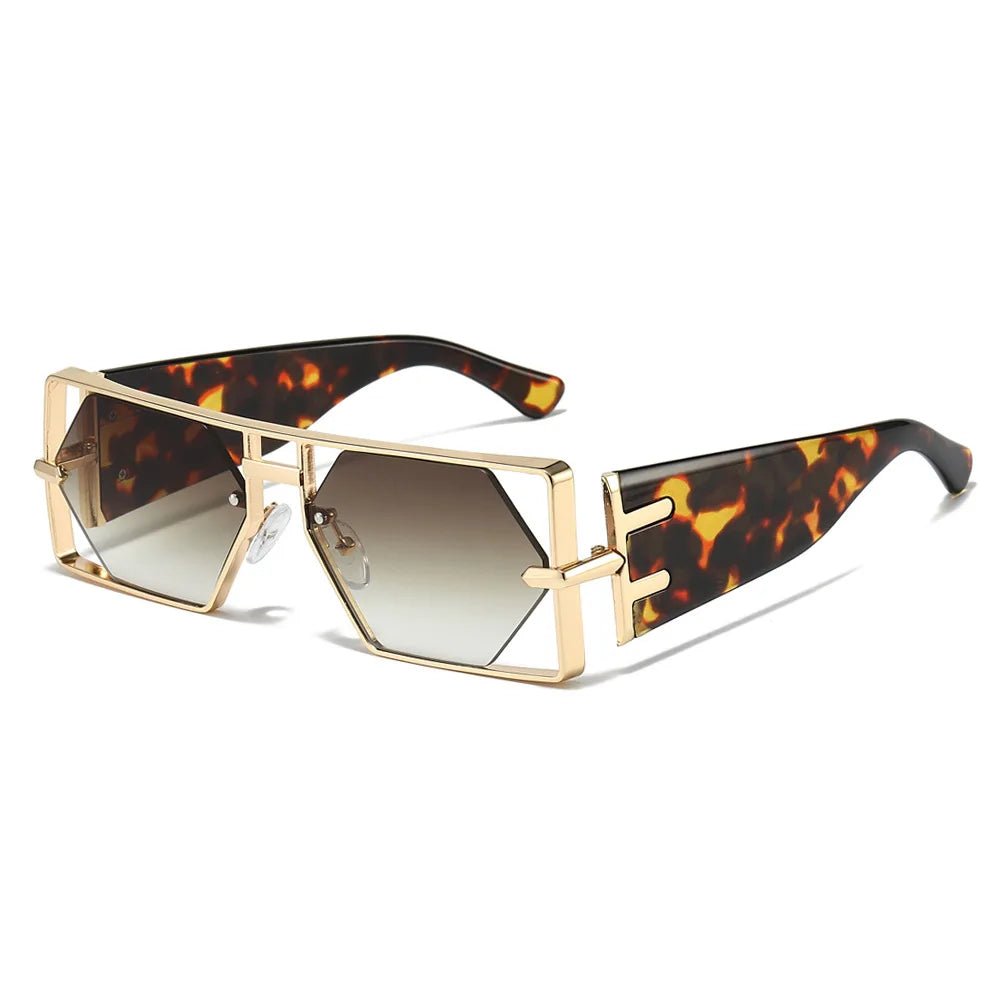 Double Bridge Punk Square Sunglasses – Candy Gradient UV400 Shades - HalleBeauty