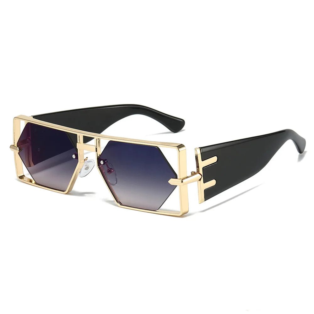 Double Bridge Punk Square Sunglasses – Candy Gradient UV400 Shades - HalleBeauty