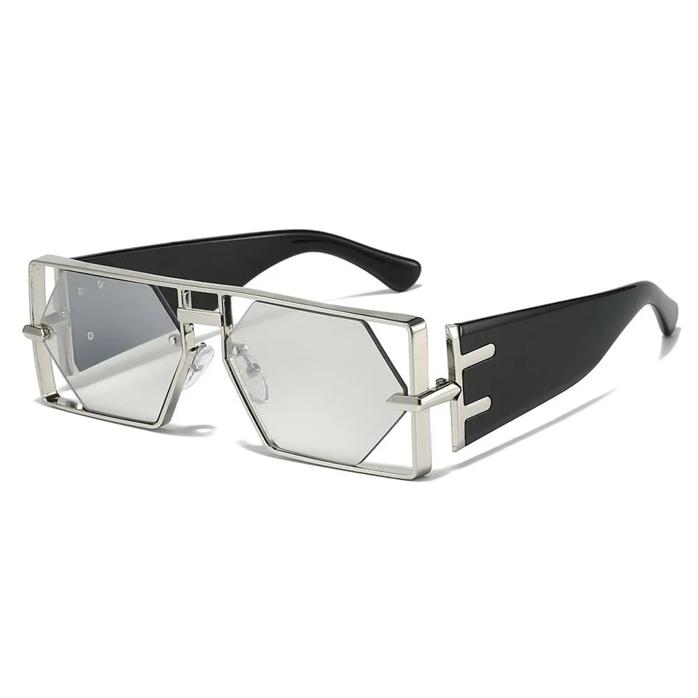 Double Bridge Punk Square Sunglasses – Candy Gradient UV400 Shades - HalleBeauty