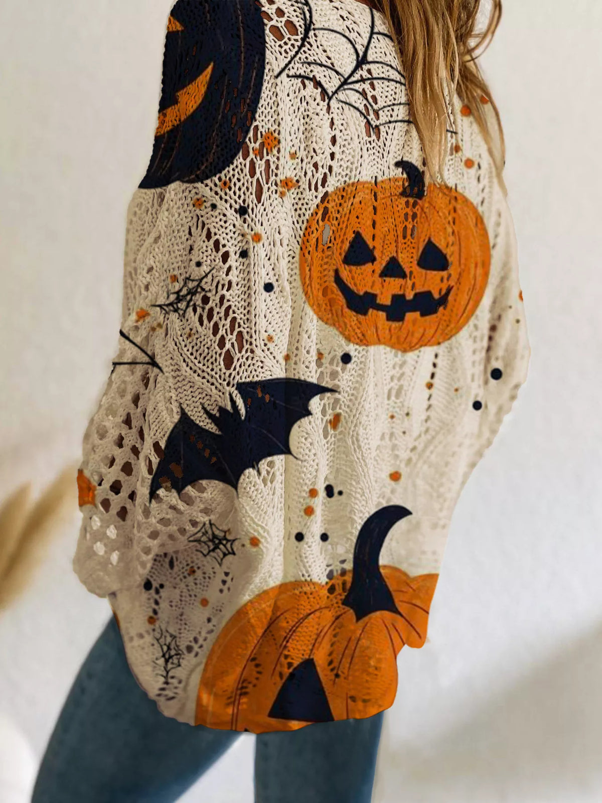 Plus Size Halloween Pumpkin Knit Cover-Up | Hallebeauty