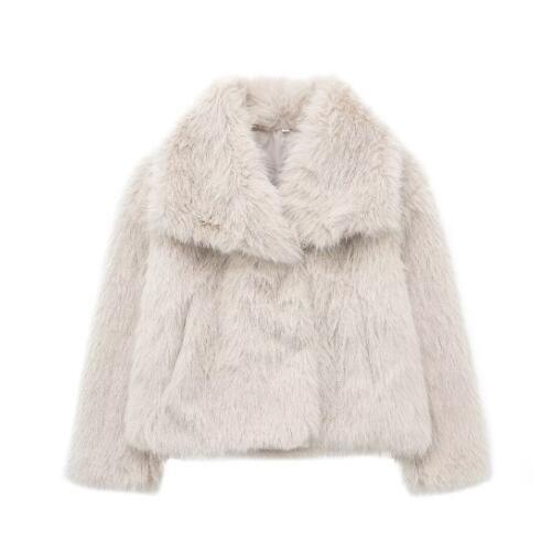 Winter Plush Coat | Thick Lapel Long Sleeve Outwear