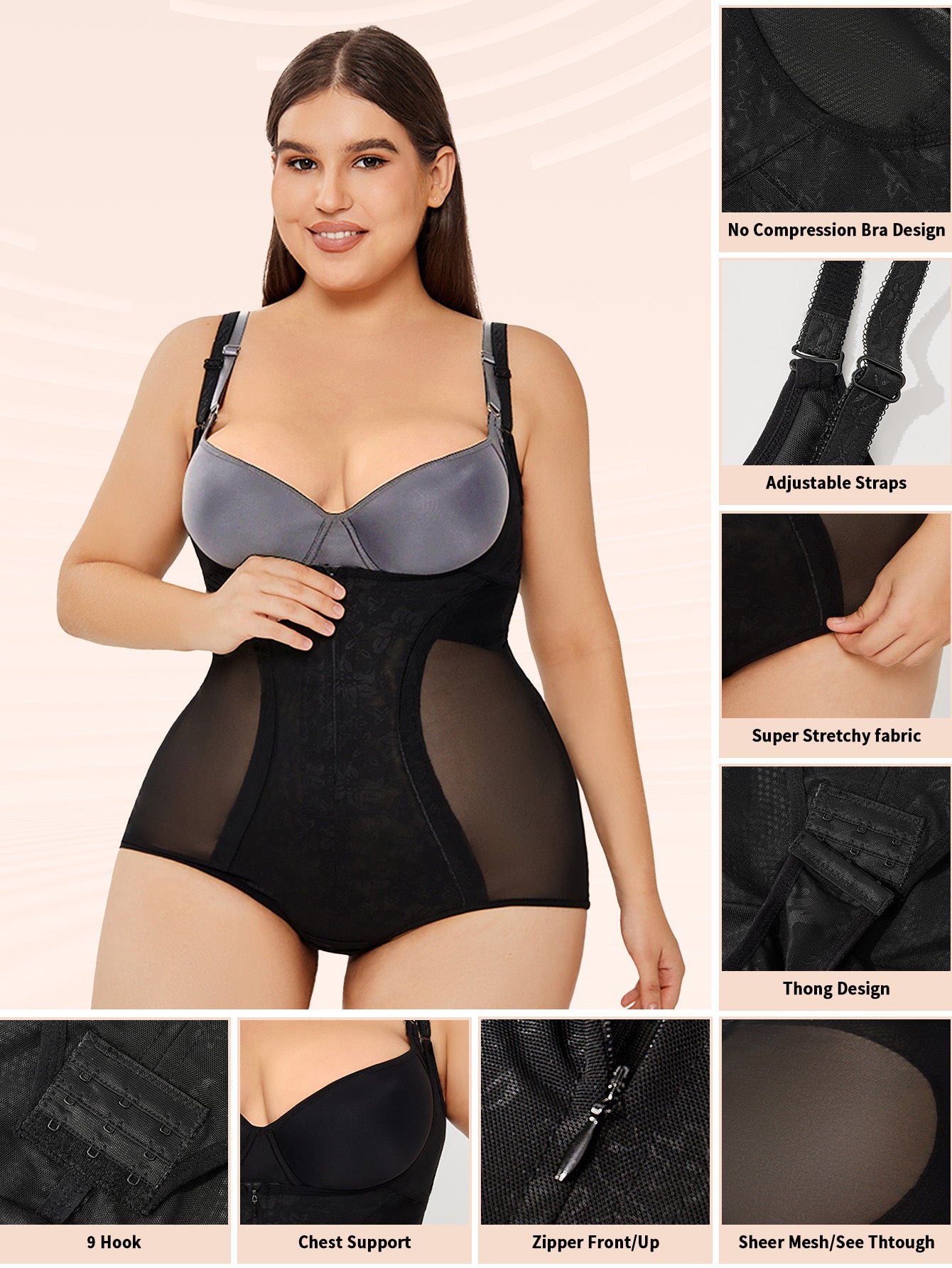 Tummy Control Shapewear Bodysuit - Slim Body Shaper