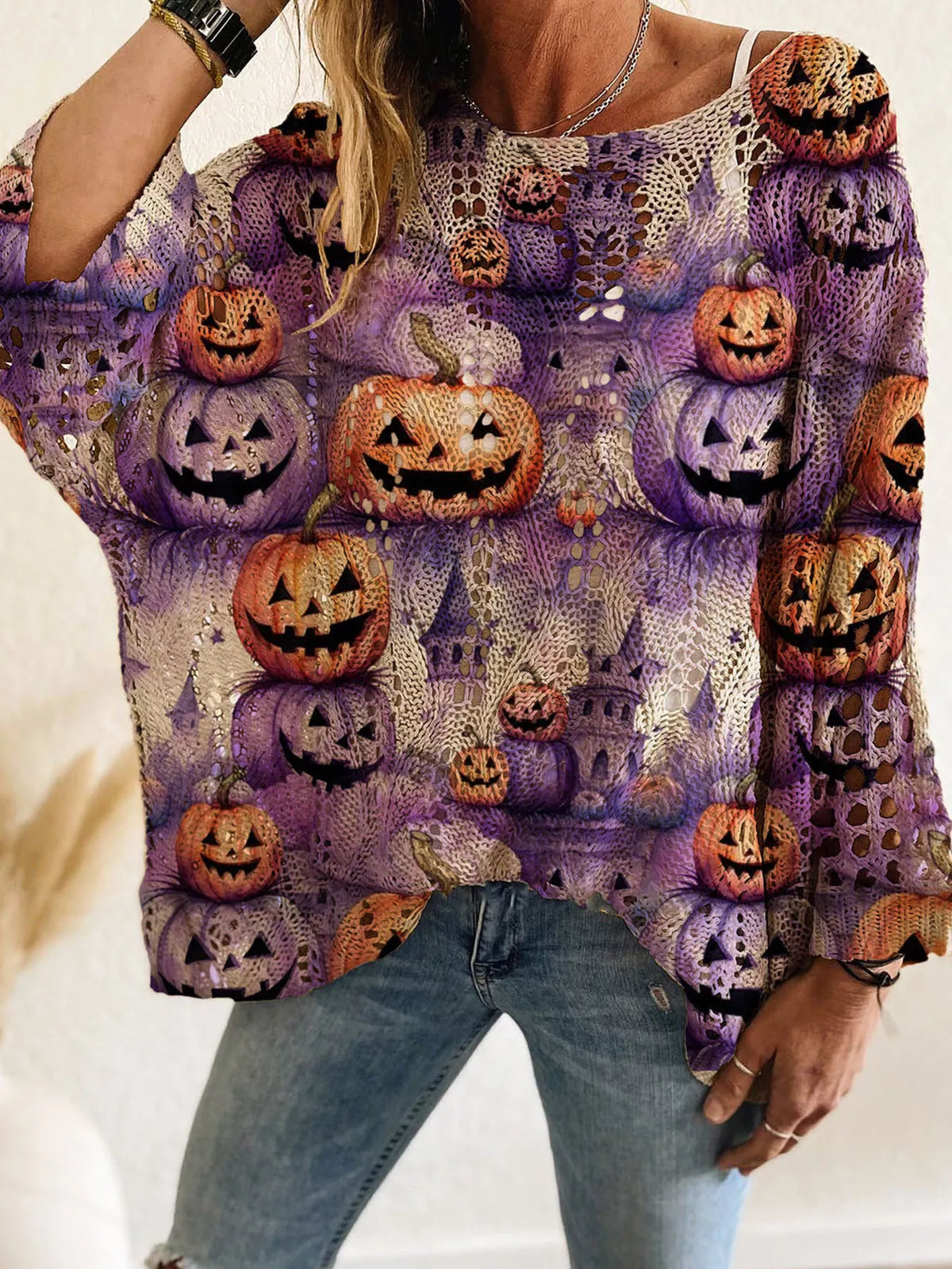 Plus Size Halloween Pumpkin Knit Cover-Up | Hallebeauty
