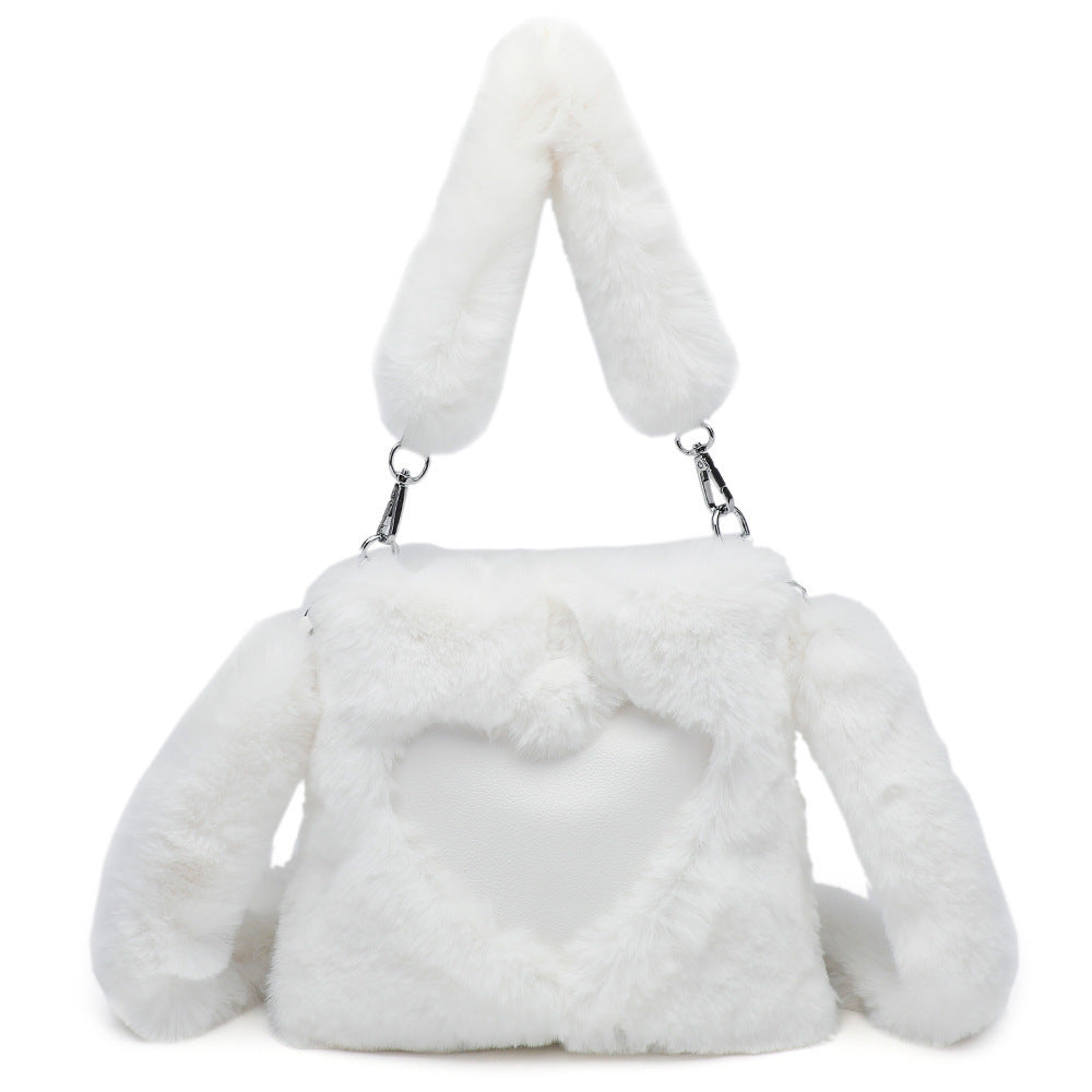 Women's Fluffy Shoulder Bag - Plush Top-Handle Tote for Autumn & Winter