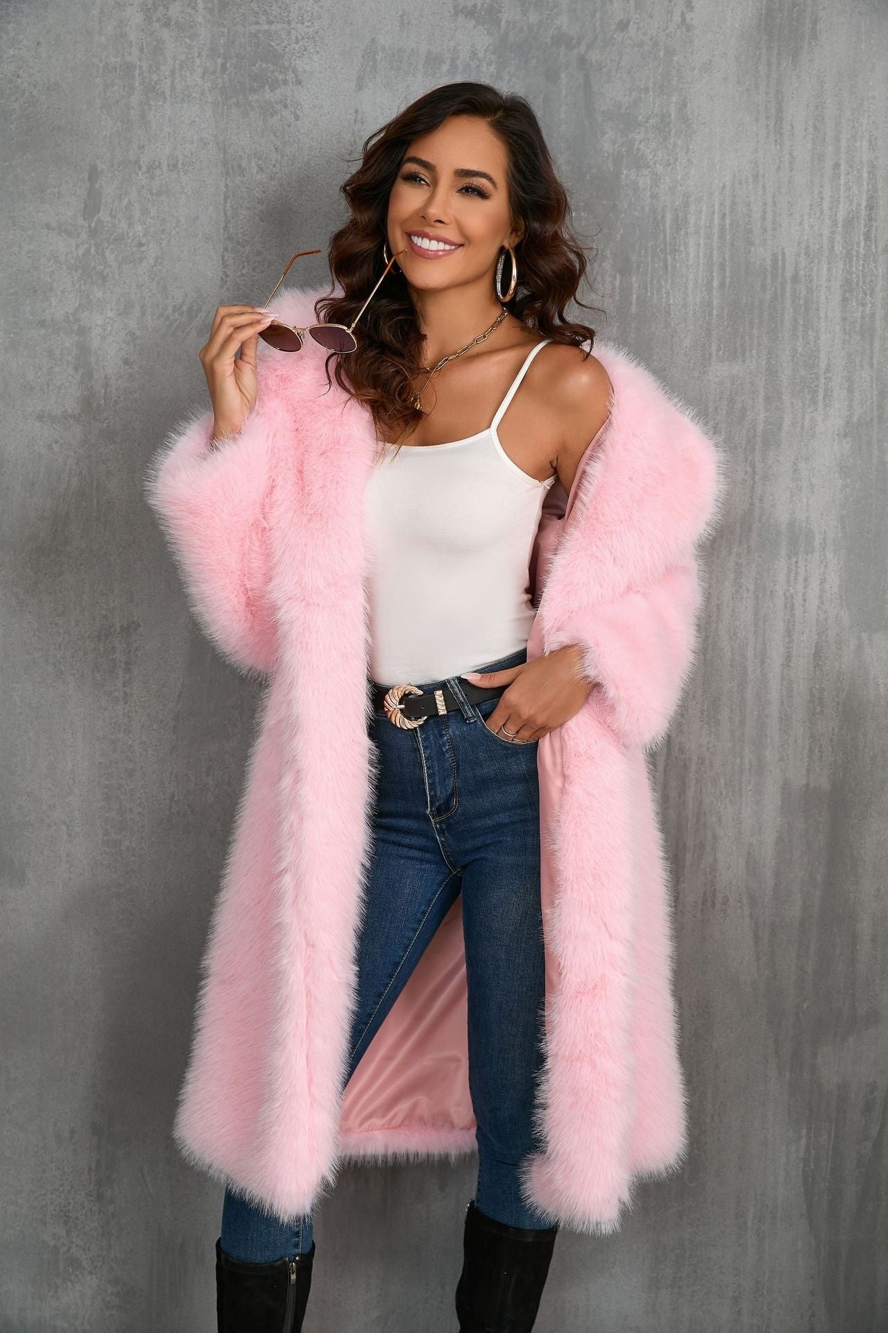 Thickened Plush Fur Coat | Mid-Length Suit Collar Style