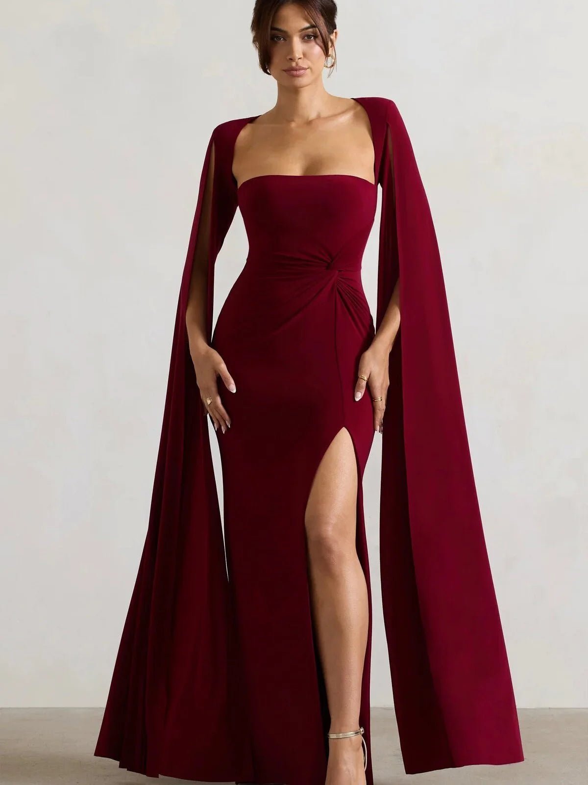 Elegant Bodycon Slit Evening Dress - HalleBeauty