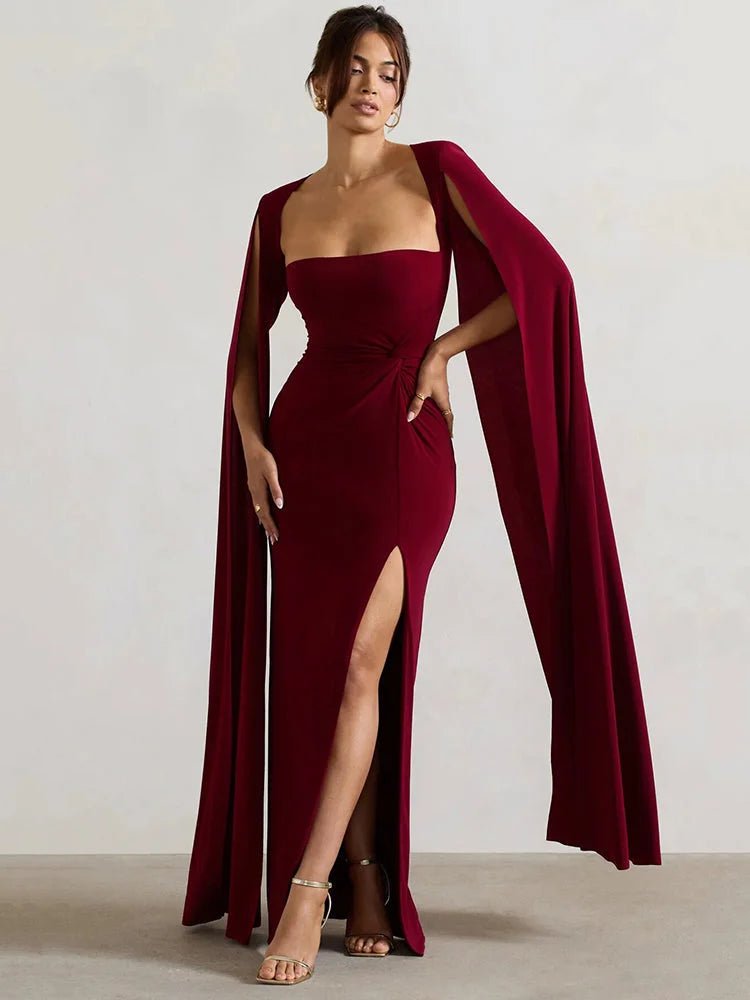 Elegant Bodycon Slit Evening Dress - HalleBeauty