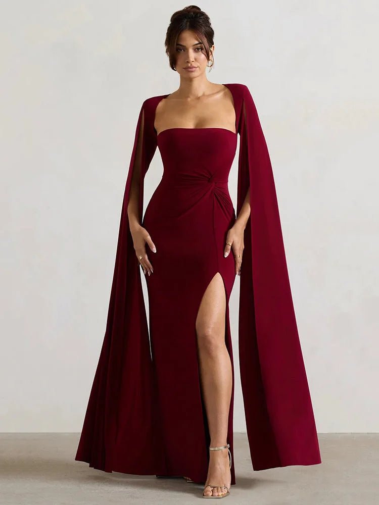 Slim fit formal gown with sleeveless design and slit