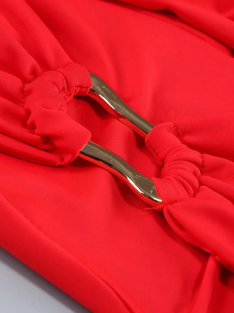 Elegant One - Shoulder Red Dress - Bold & Sophisticated - HalleBeauty