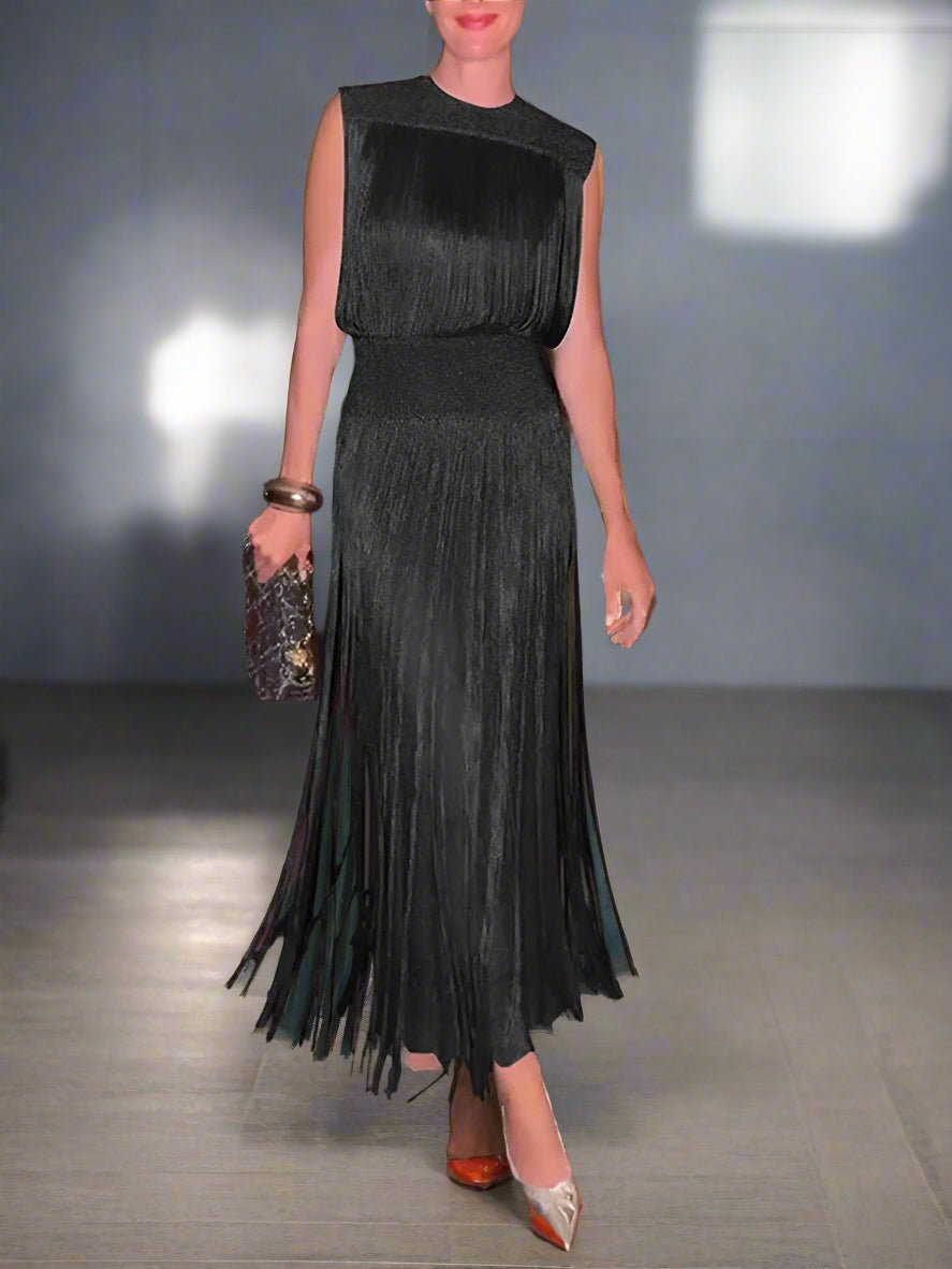 Elegant Tassel Maxi Dress - Hallebeauty - HalleBeauty