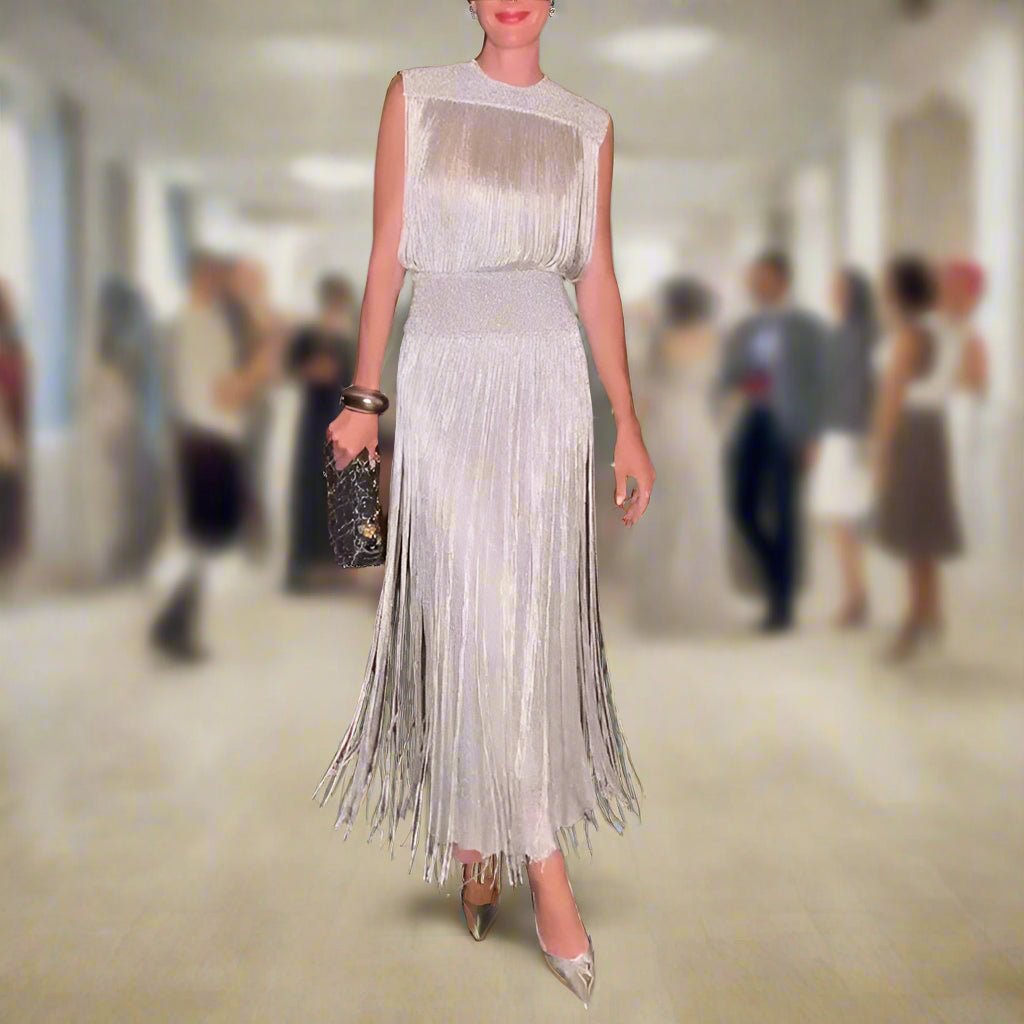 Elegant Tassel Maxi Dress - Hallebeauty - HalleBeauty