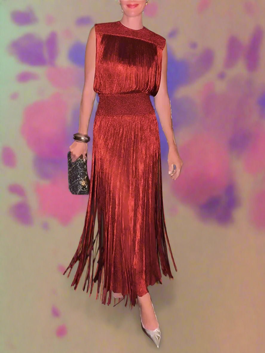 Elegant Tassel Maxi Dress - Hallebeauty - HalleBeauty