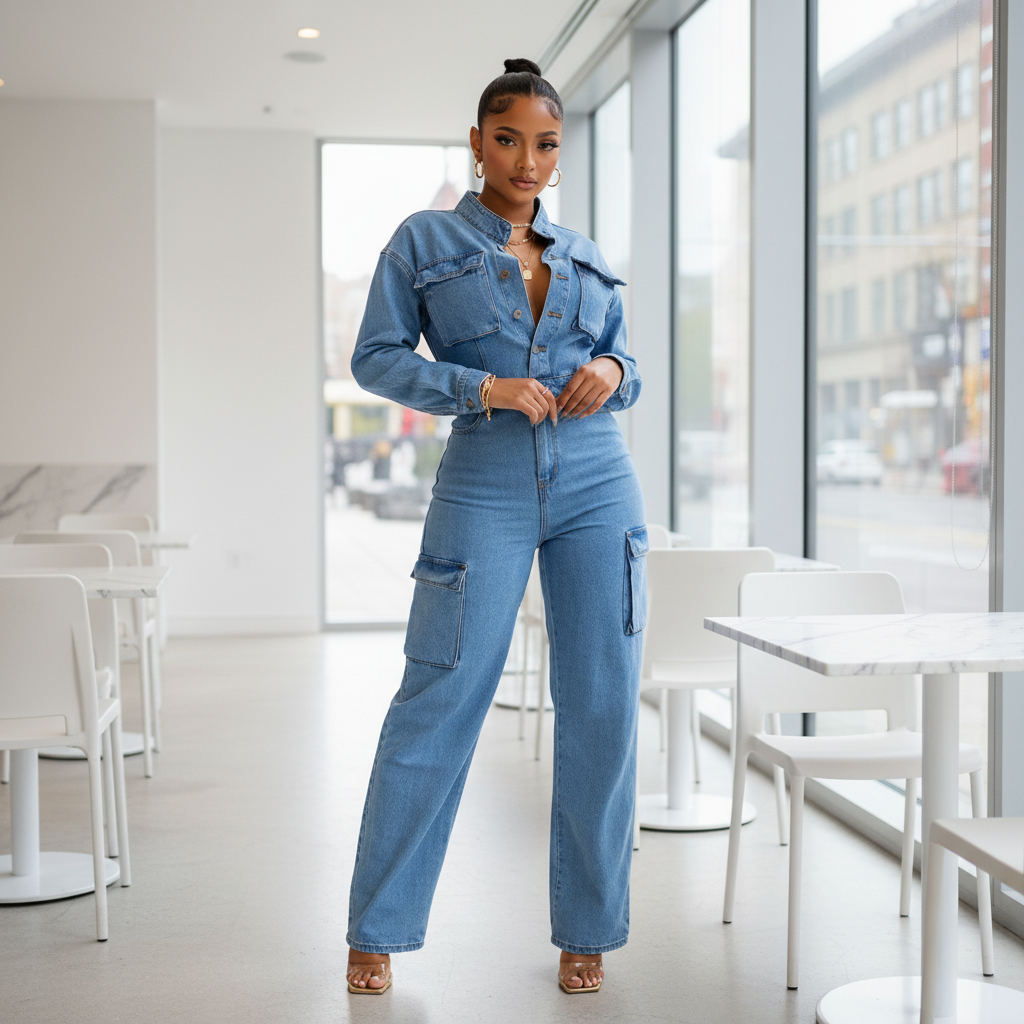 Elevated chic denim jumpsuit