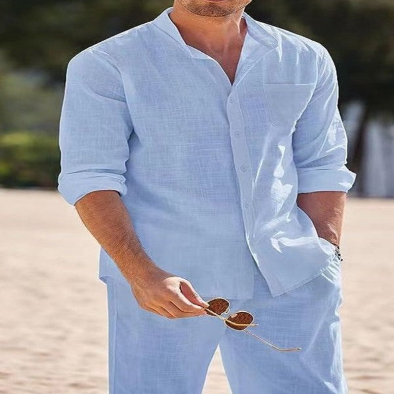 Men's Casual Beach Sports Suit: Loose Fit Summer Shirt & Shorts Set