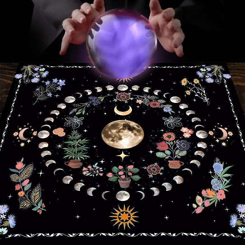 Tarot Tablecloth – Mandala, Moon Phase & Butterfly Design