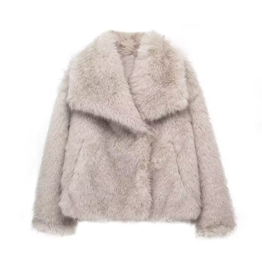 Thick Plush Lapel Coat 