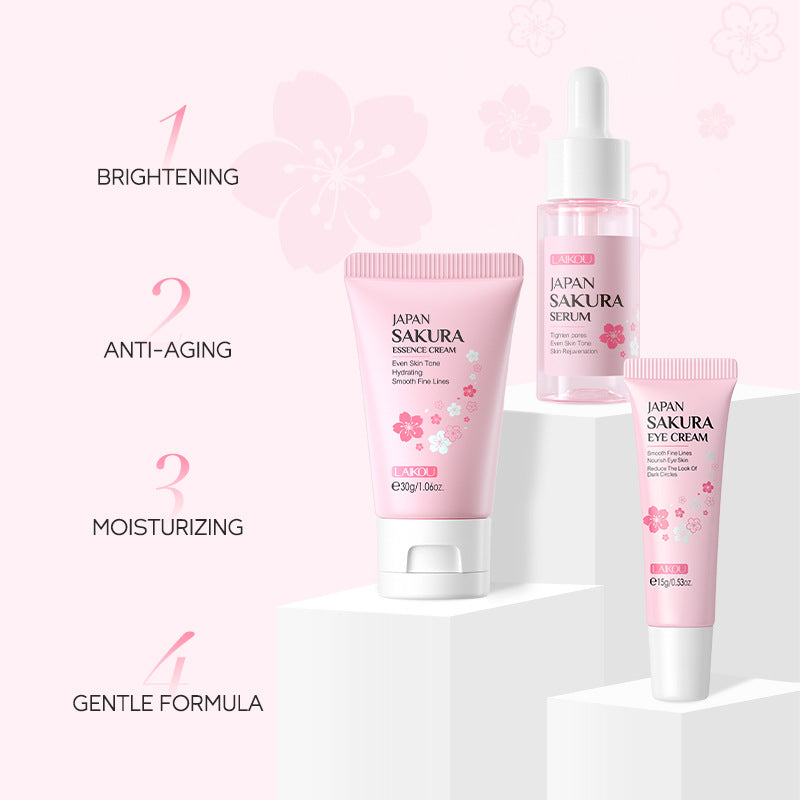 Cherry Blossom Skin Care Set: 3-Piece Nourishing Collection - HalleBeauty