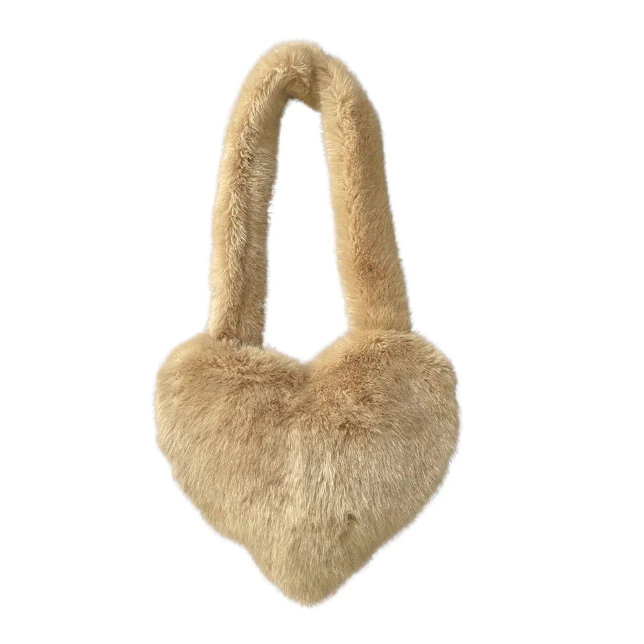 Fluffy pink heart-shaped crossbody purse for women