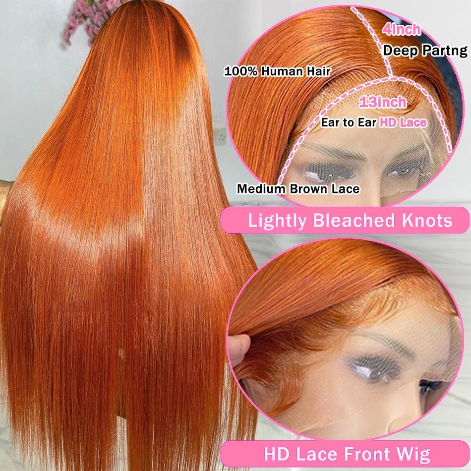 Ginger Orange Lace Wig – Silky & Glueless - HalleBeauty