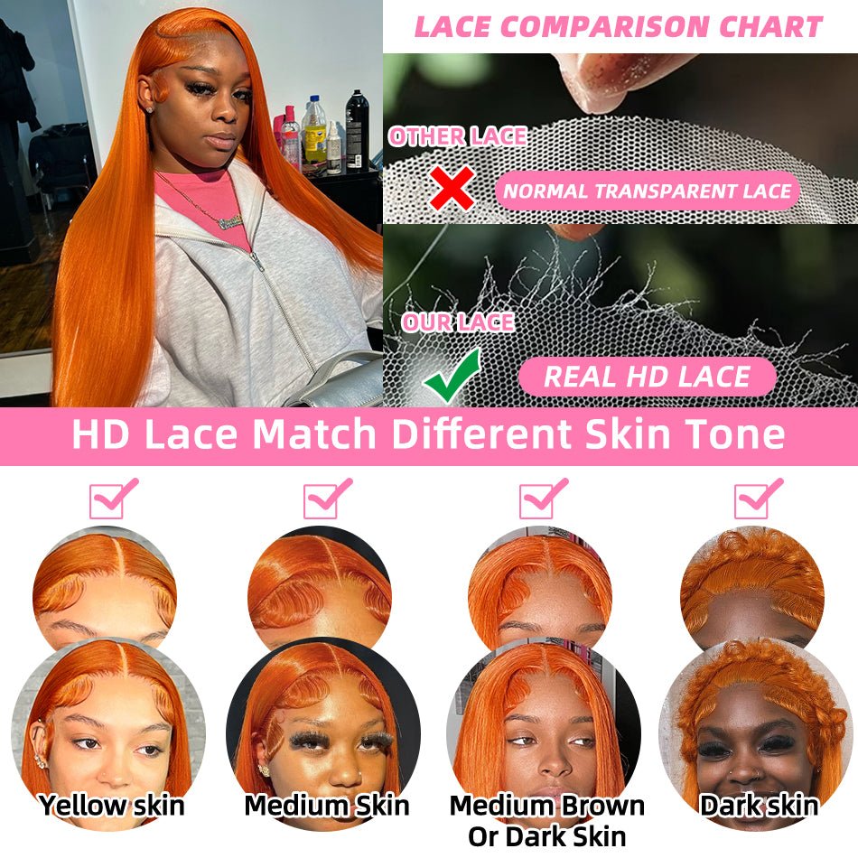 Ginger Orange Lace Wig – Silky & Glueless - HalleBeauty