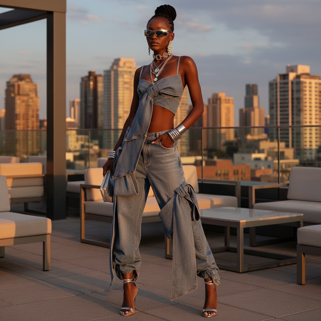 Glamorous night out denim set