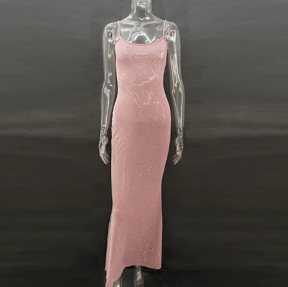 Glitter Mesh Bodycon Maxi Dress - HalleBeauty