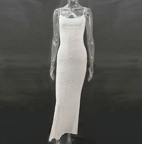 Glitter Mesh Bodycon Maxi Dress - HalleBeauty