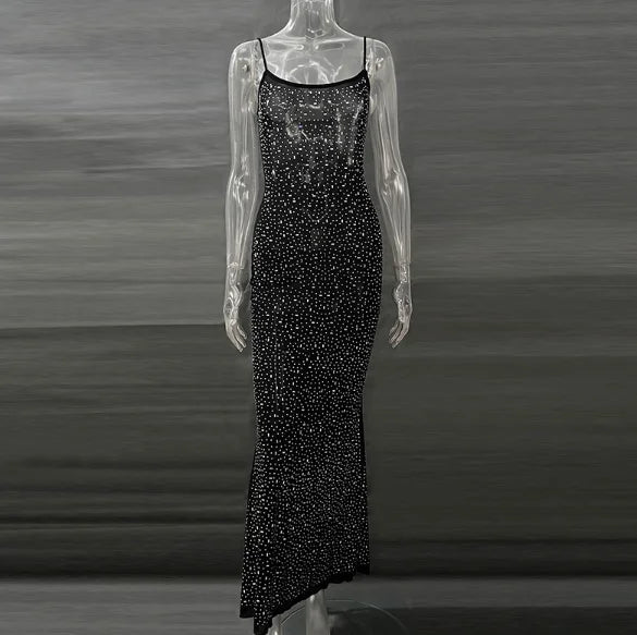 Glitter Mesh Bodycon Maxi Dress - HalleBeauty