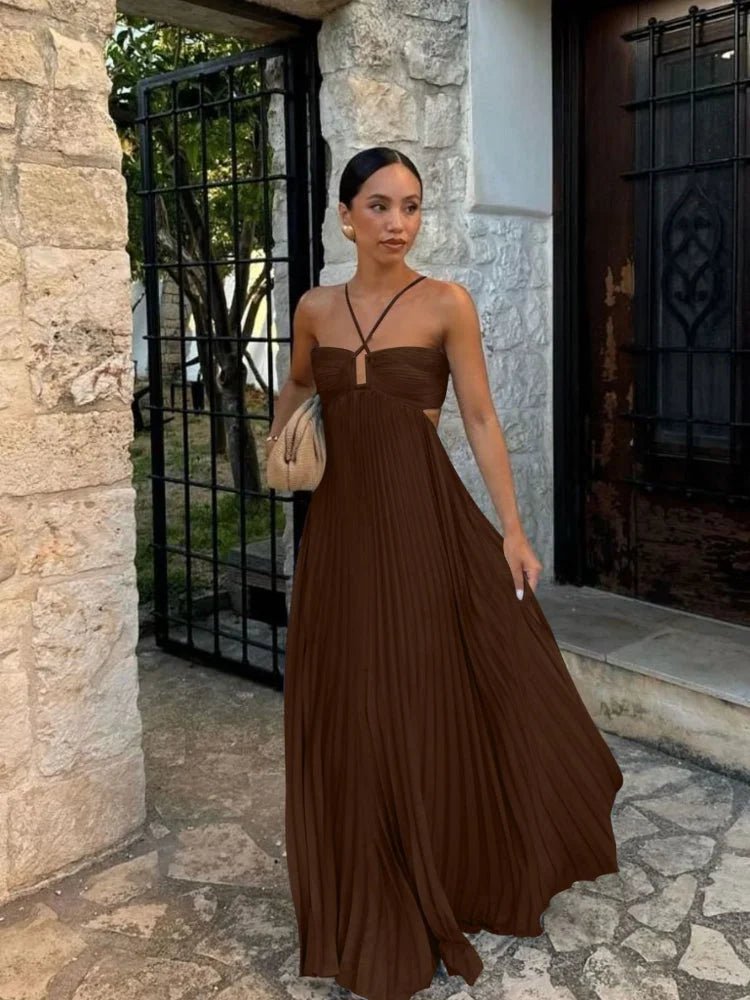 Halter Hollow Out Maxi Dress - HalleBeauty