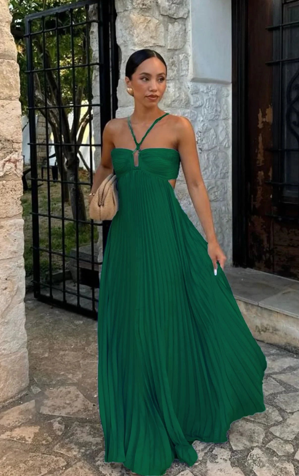 Halter Hollow Out Maxi Dress - HalleBeauty