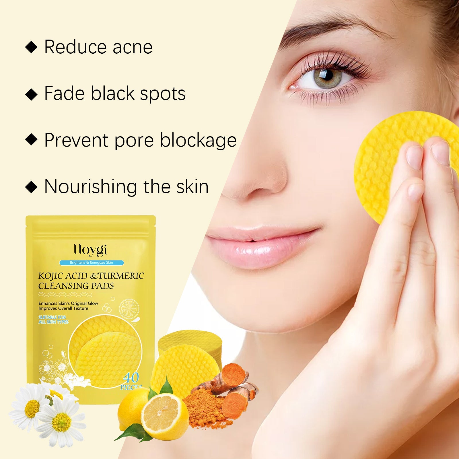 Hoygi Turmeric Cleansing Pad | Exfoliate & Remove Makeup - HalleBeauty