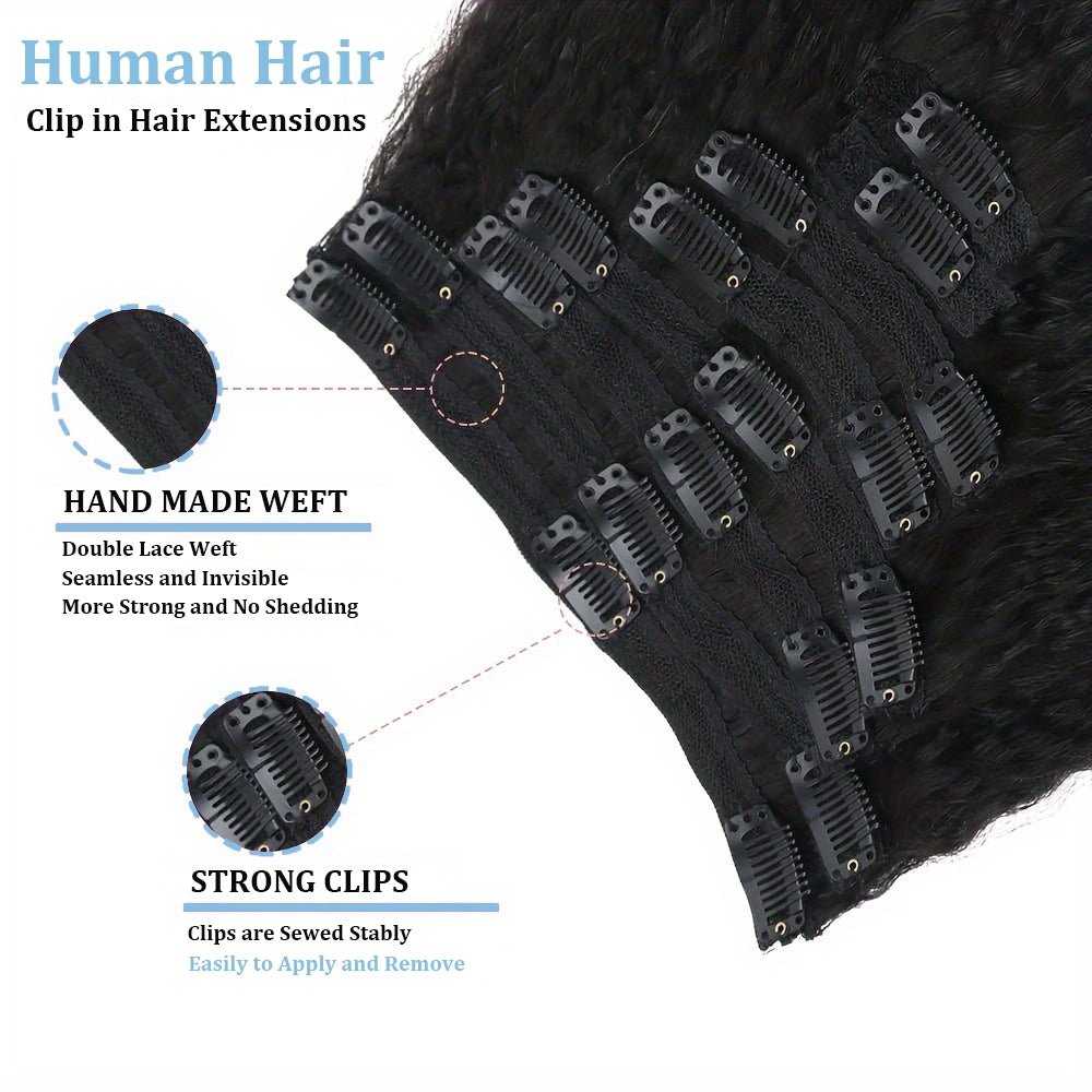Kinky Straight Clip - Ins - 100% Brazilian Human Hair - HalleBeauty