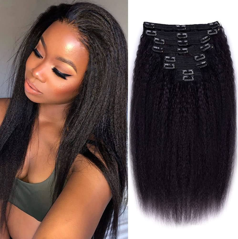 Kinky Straight Clip - Ins - 100% Brazilian Human Hair - HalleBeauty