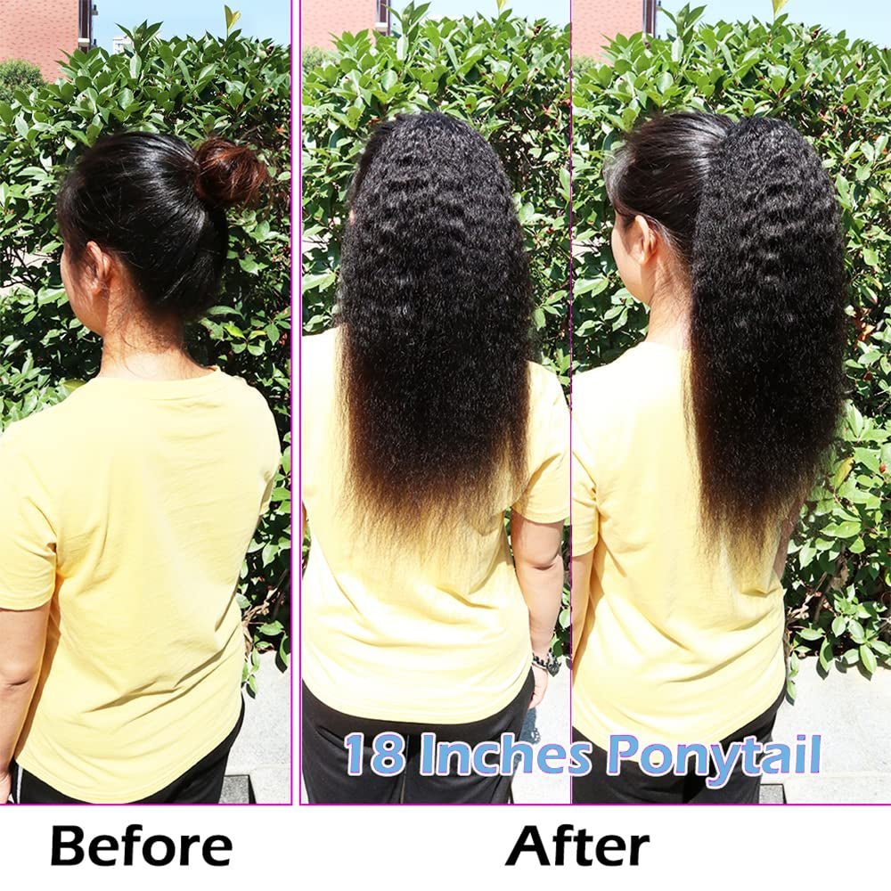Kinky Straight Drawstring Ponytail – 24 Inch - HalleBeauty