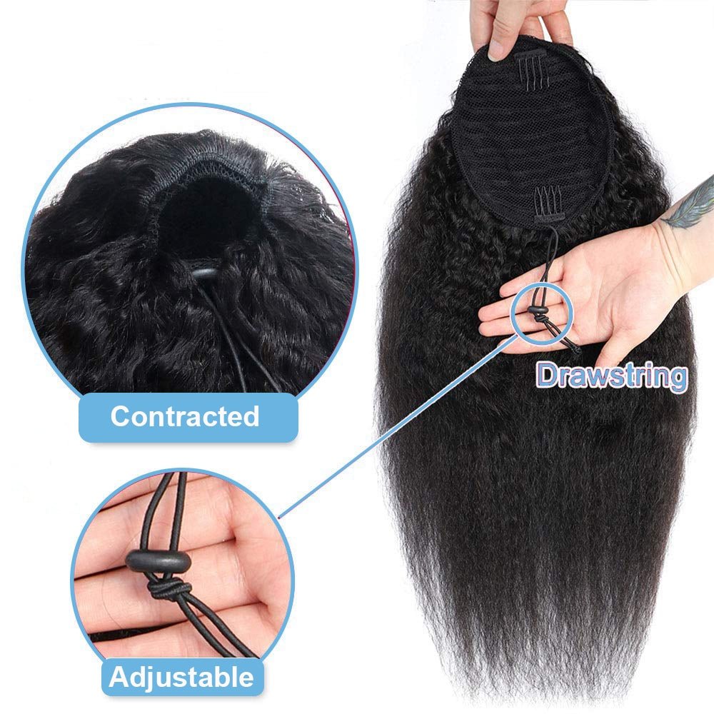 Kinky Straight Drawstring Ponytail – 24 Inch - HalleBeauty
