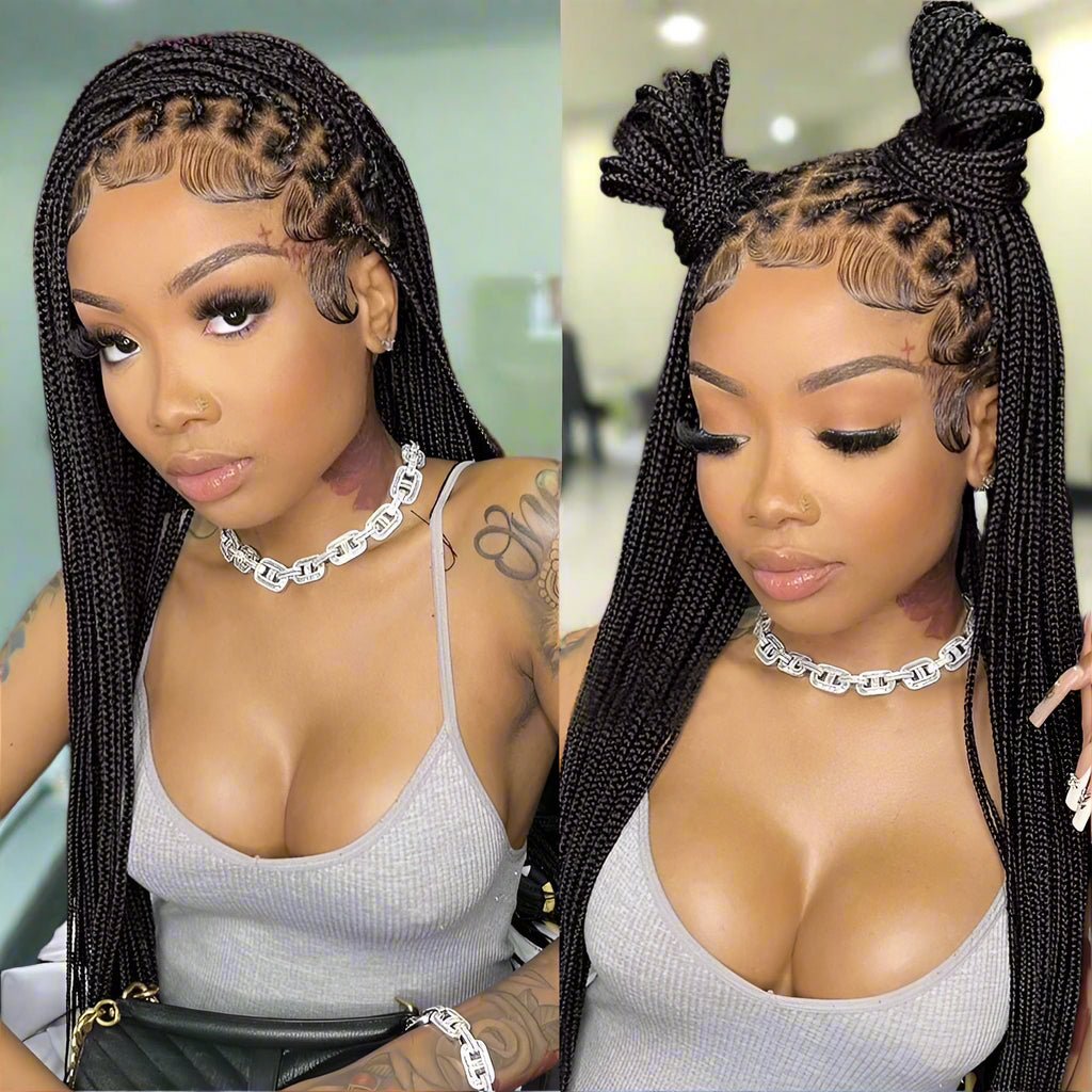 Knotless Box Braids Wig 36 - human hair - HalleBeauty
