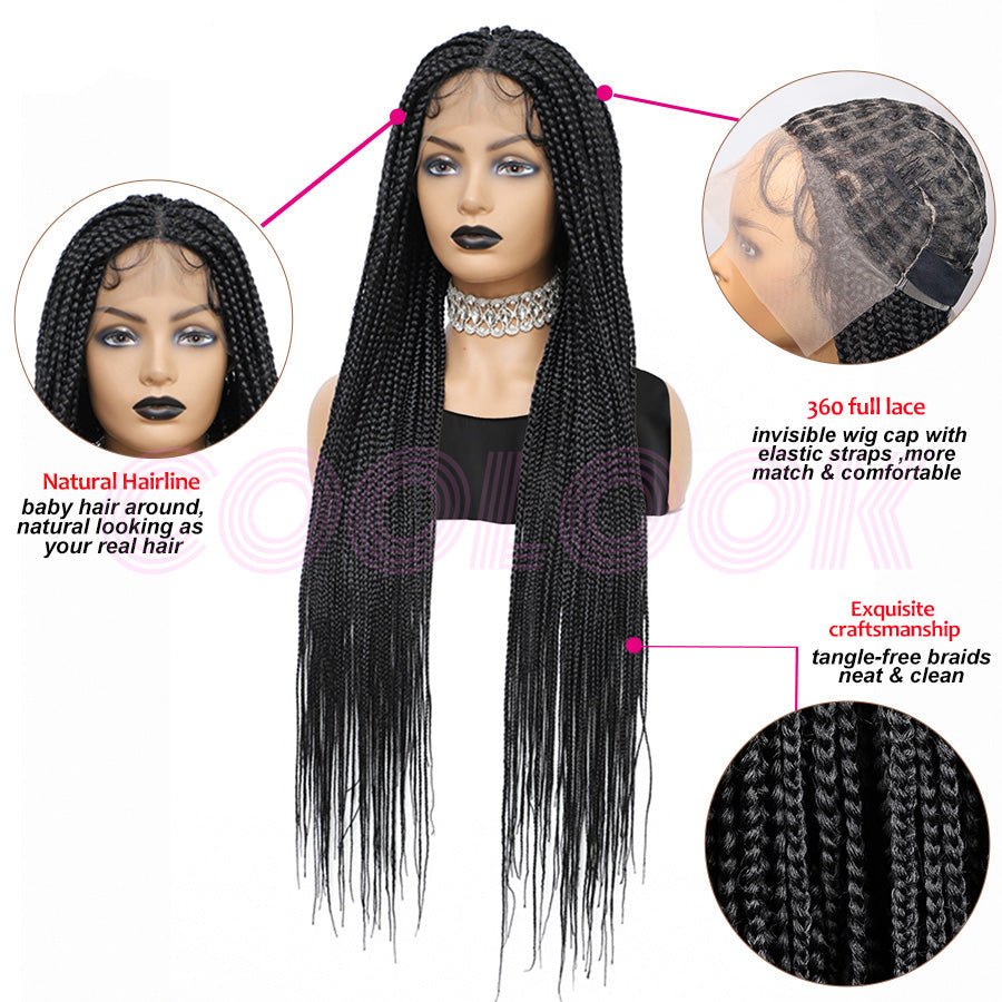 Knotless Box Braids Wig 36 - human hair - HalleBeauty