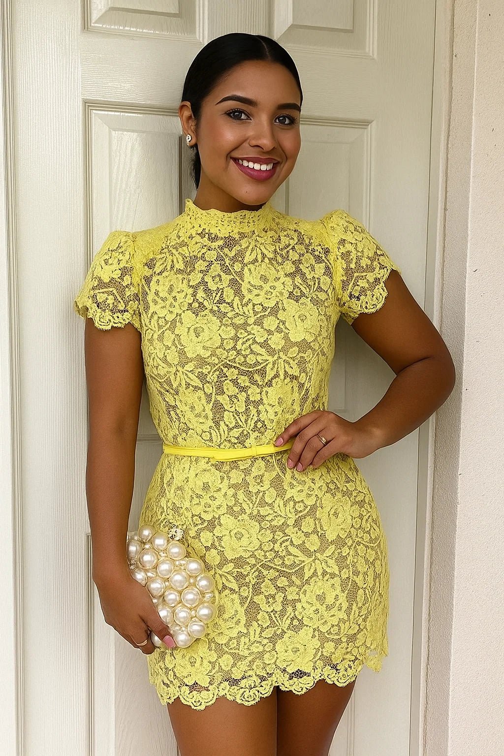 Lace Mini Dress for Women - HalleBeauty