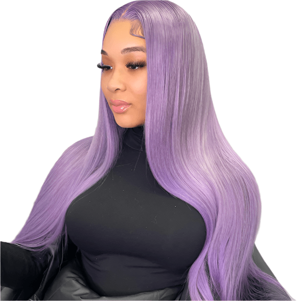 Lavender Lace Front Wig - 13x6 Straight Human Hair (Pre - Plucked) - HalleBeauty