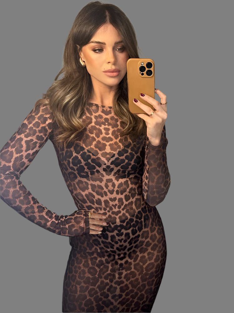 Leopard Print Sheer Maxi Dress – Statement - Making & Breathable - HalleBeauty