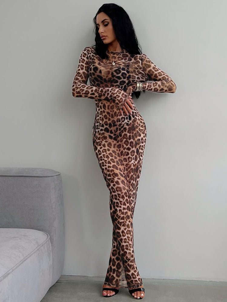 Leopard Print Sheer Maxi Dress – Statement - Making & Breathable - HalleBeauty