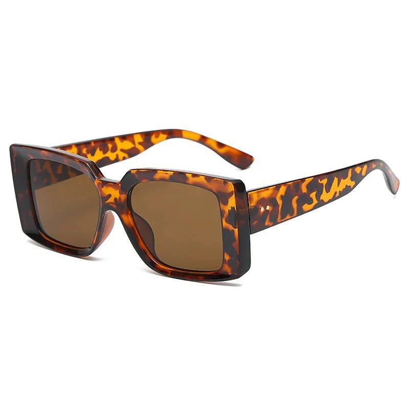 Leopard Spot Square Sunglasses | Lightweight Designer - Style Frames - HalleBeauty